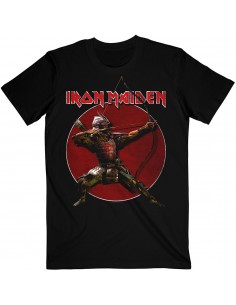 Tricou Unisex Iron Maiden Senjutsu Eddie Archer Red Circle