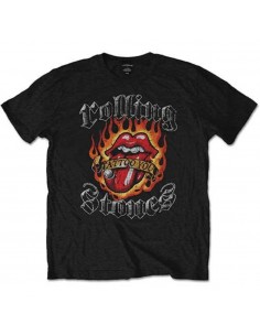 Tricou Unisex The Rolling Stones Flaming Tattoo Tongue