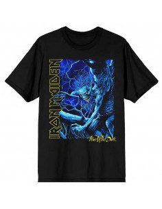 Tricou Unisex Iron Maiden Fear Of The Dark Blue Tone Eddie Vertical Logo