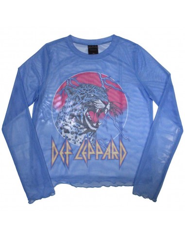 Tricou Damă Oficial Cu Mânecă Lungă din Plasă Def Leppard Lightning Leopard