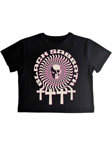 Tricou Oficial Crop Top Damă Black Sabbath Skull